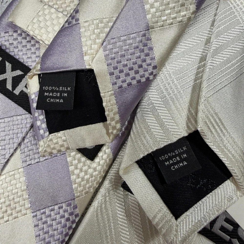 Express Tie Set Mens One Size Multicolor Plaids & Checks Silk Pointed 2 Neckties